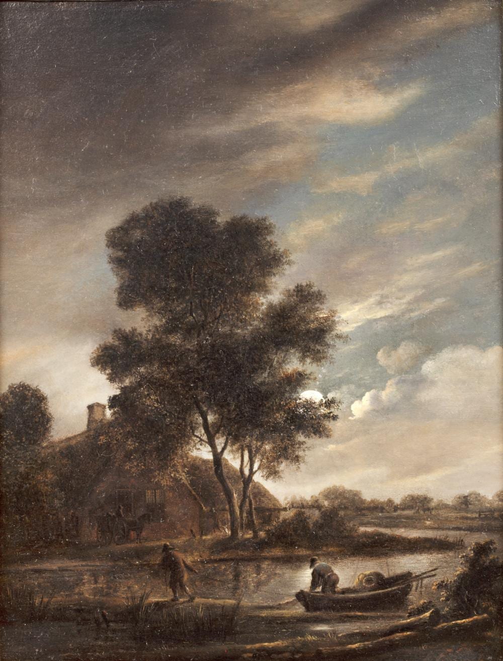 johannes janson 1729 1784 moonlit river landscape with fisherman tending to their boat signed oil on panel 22 5 x 17 5cm · Mallams · 2026-03-25 Johannes Janson comparable auction result: johannes janson 1729 1784 moonlit river landscape with fisherman tending to their boat signed oil on panel 22 5 x 17 5cm