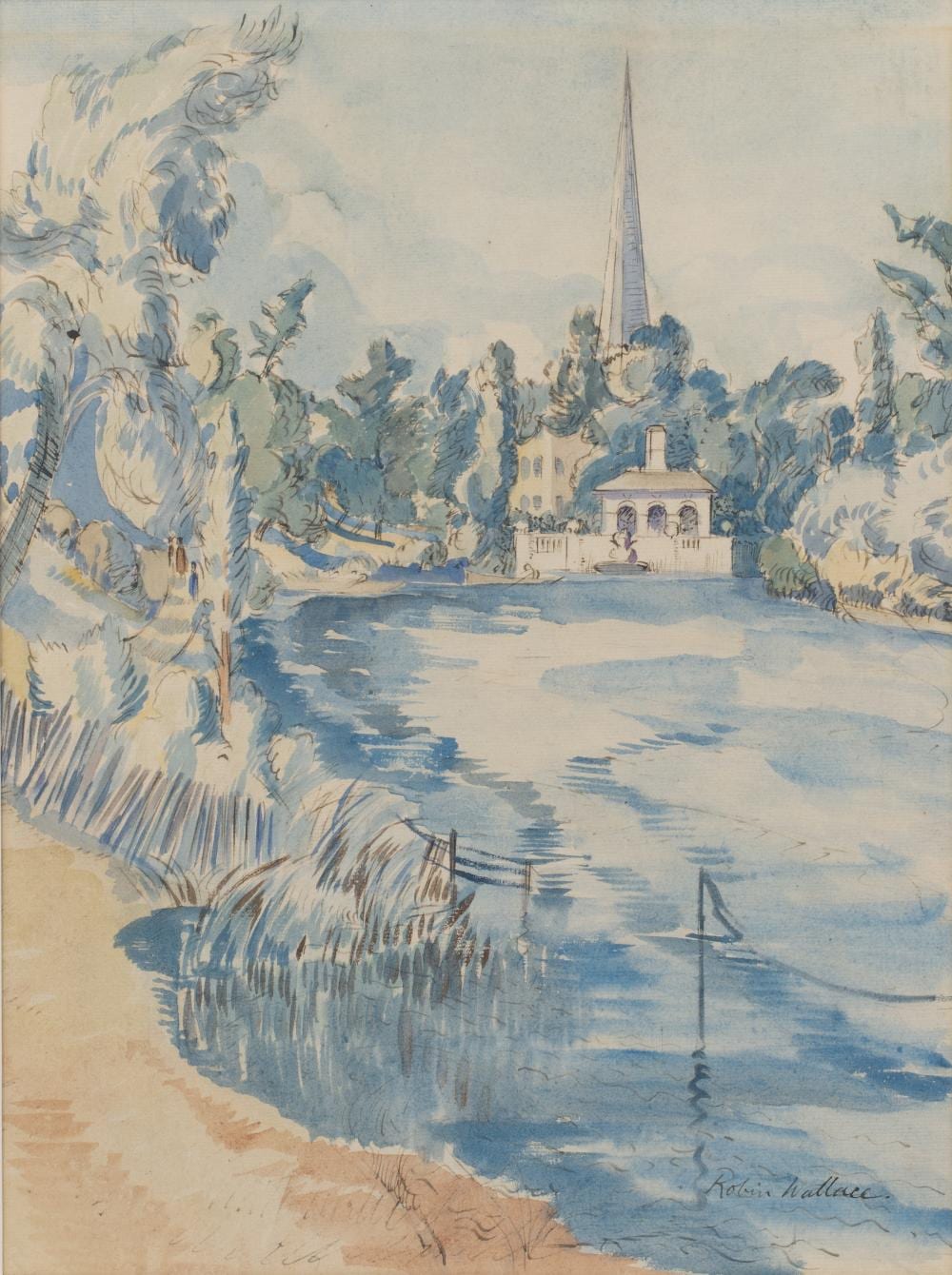 Robin Wallace comparable auction result: robin wallace 1897 1952 the serpentine at lancaster gate london signed watercolour 41 x 31cm