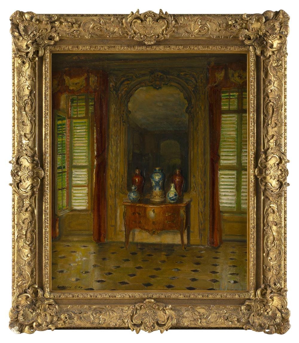 Walter Gay comparable auction result: walter gay massachusetts france 1856 1937 sunlit interior oil on board 25 5 x 21 25 framed 33 25 x 28 75