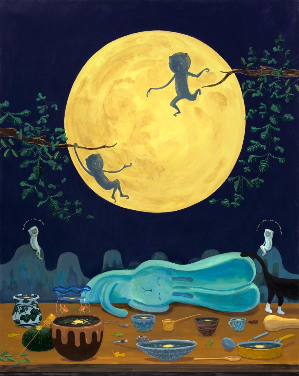 Atsushi Kaga (B. 1978). Moon Catcher. acrylic on panel150 x 120 cm. (59 x 4 comparable sale