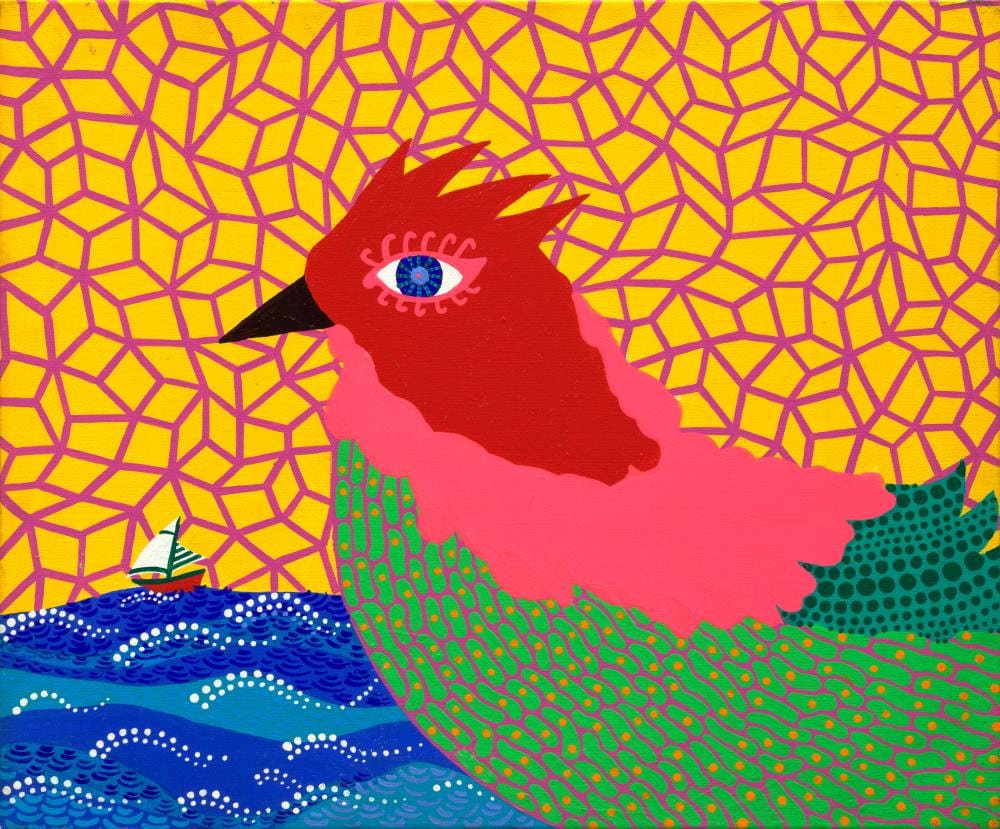 Yayoi Kusama (B. 1929). The Southern Country. acrylic on canvas38 x 45.5 cm comparable sale