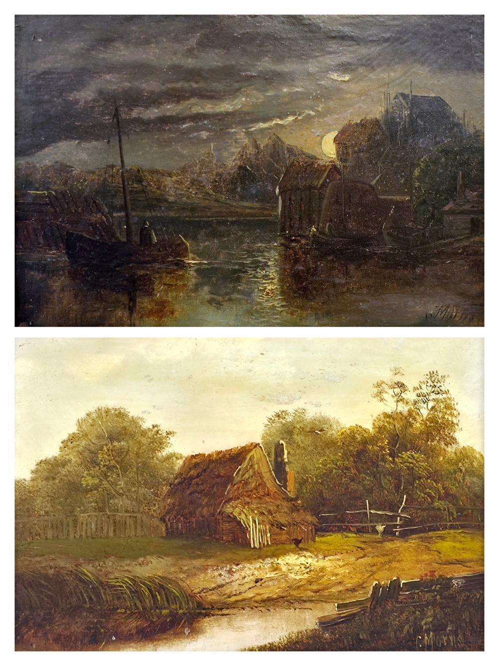 Charles Greville Morris comparable auction result: charles greville morris 1861 1922 paysage au clair de lune et paysage au cottage