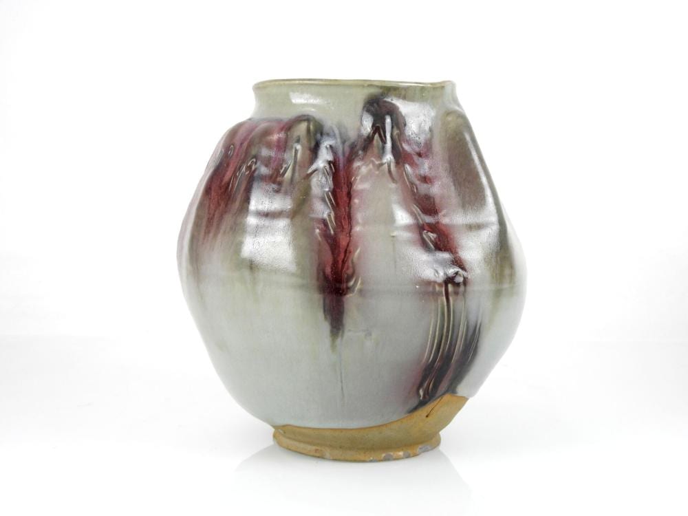 Jacky Coville comparable auction result: jacky coville 1936 biot important vase en gr s mail gris c ladon et rouge