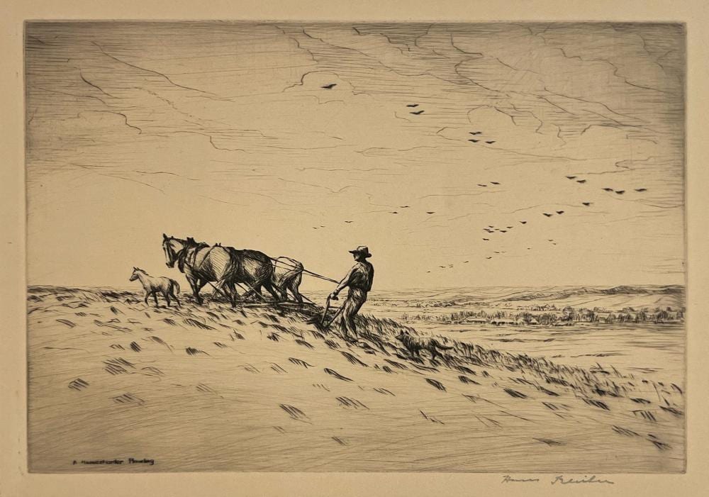 hans kleiber a homesteader plowing · Kiechel Auction · 2026-04-11 Hans Kleiber comparable auction result: hans kleiber a homesteader plowing