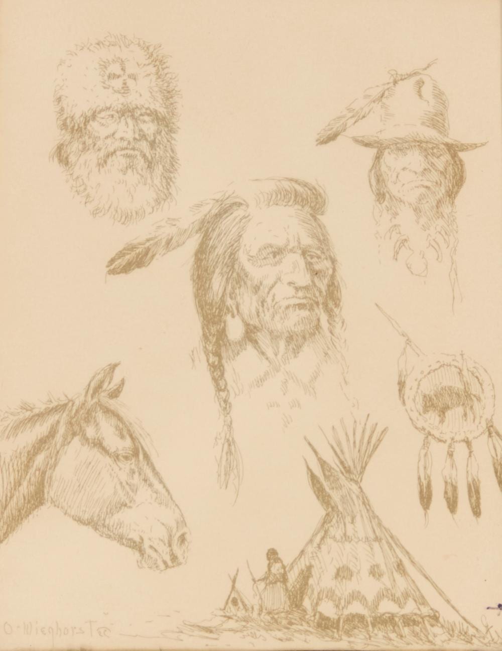 Olaf Wieghorst comparable auction result: olaf wieghorst 1899 1988 study with six figures