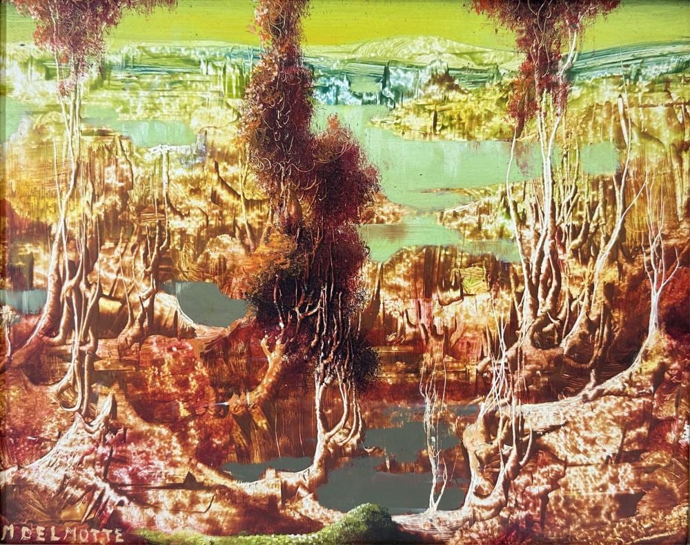 Marcel Delmotte comparable auction result: marcel delmotte 1901 1984 paysage surr aliste 1979 huile sur panneau dimensions 23 x 29 cm