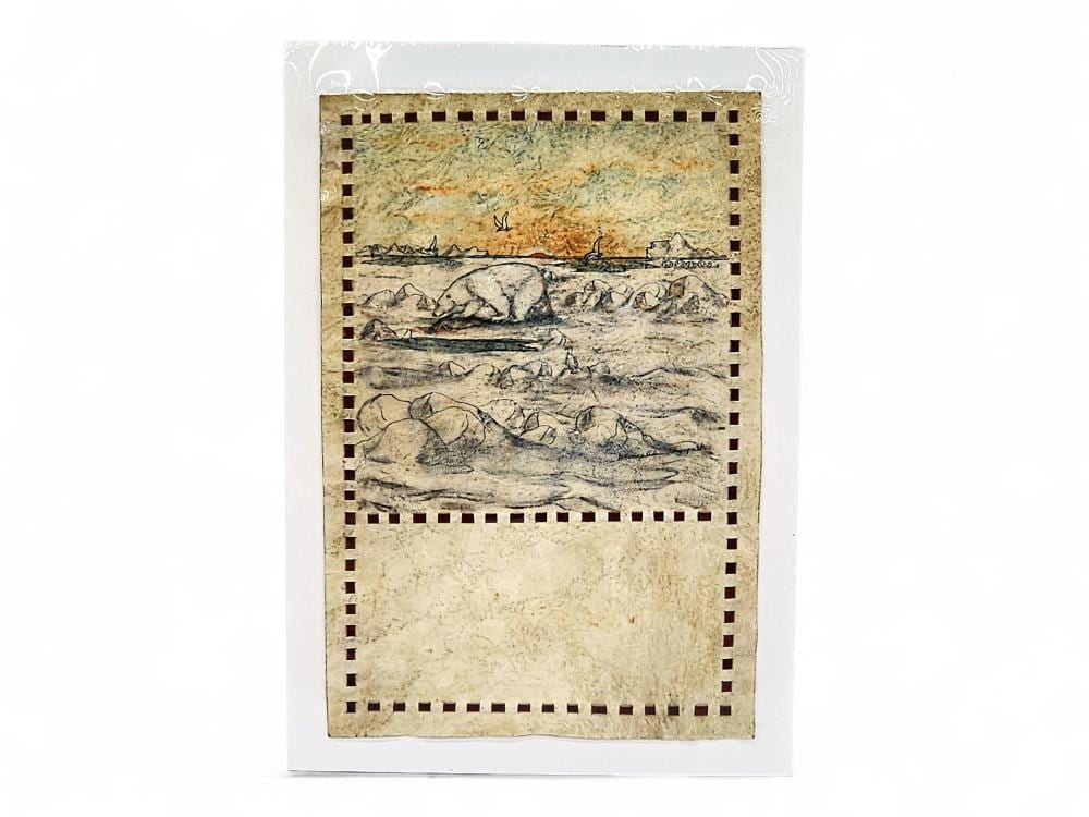 George Ahgupuk comparable auction result: george ahgupuk drawing of a polar bear on animal hide