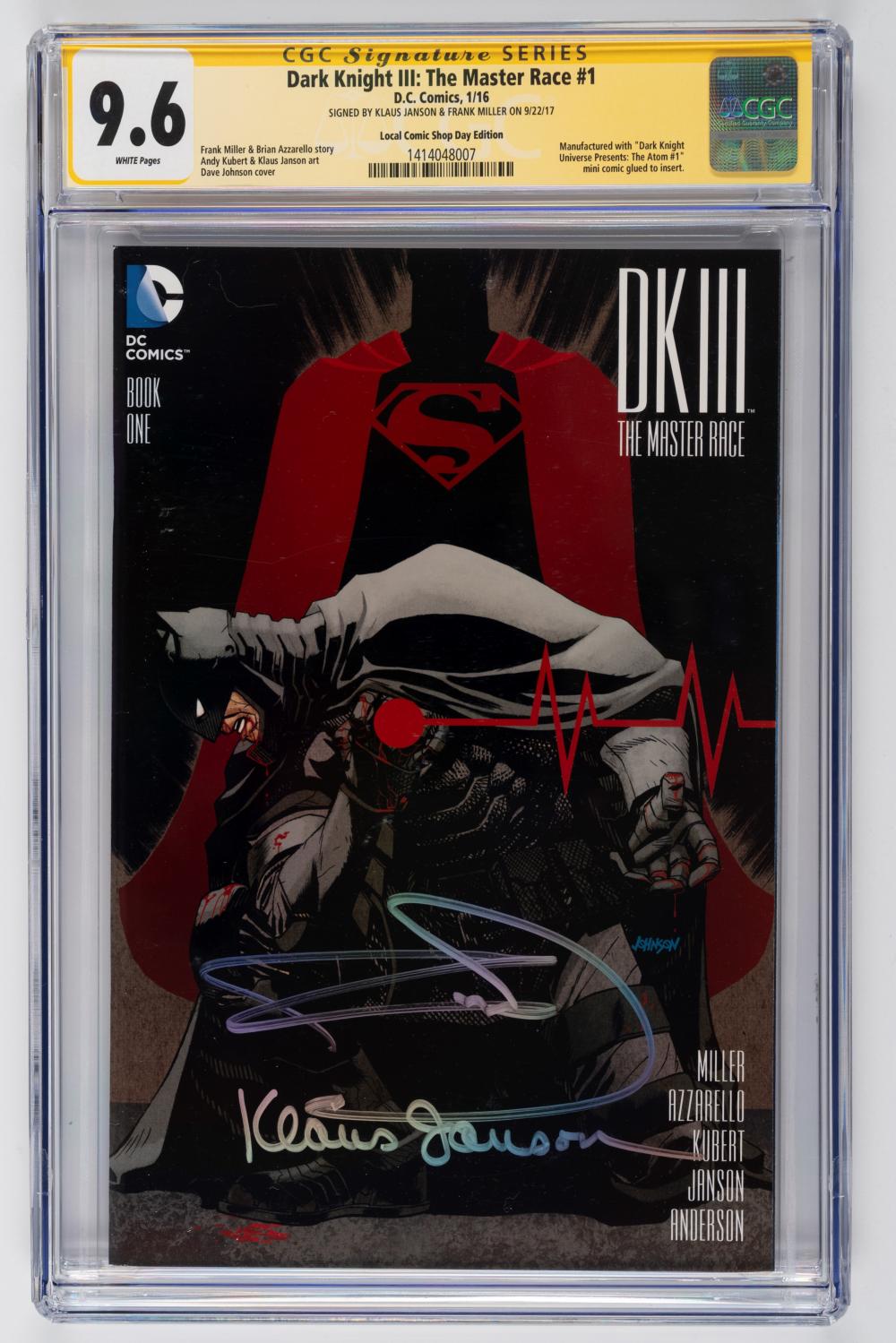 Frank Miller comparable auction result: frank miller klaus janson graded comic signed dark knight iii the master race 1 cgc 9 6