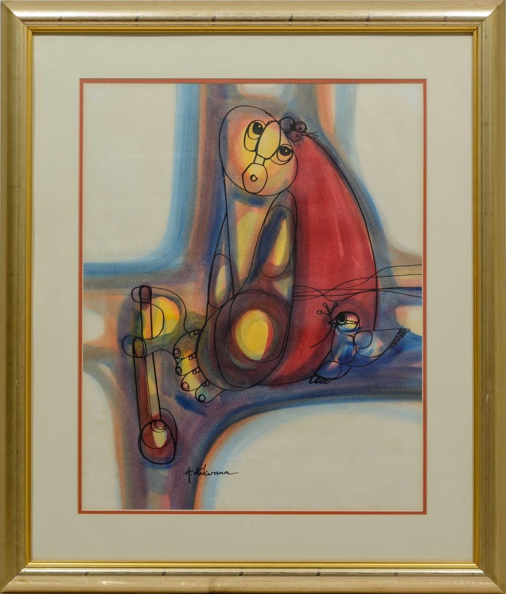 Hargreaves Ntukwana comparable auction result: hargreaves ntukwana sa 1938 1998 mixed media figure with catapult signed 58 x 46