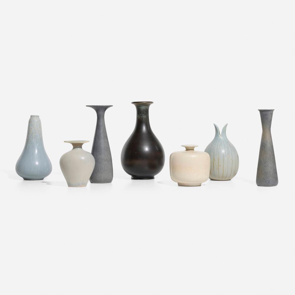 Gunnar Nylund comparable auction result: gunnar nylund collection of seven vases