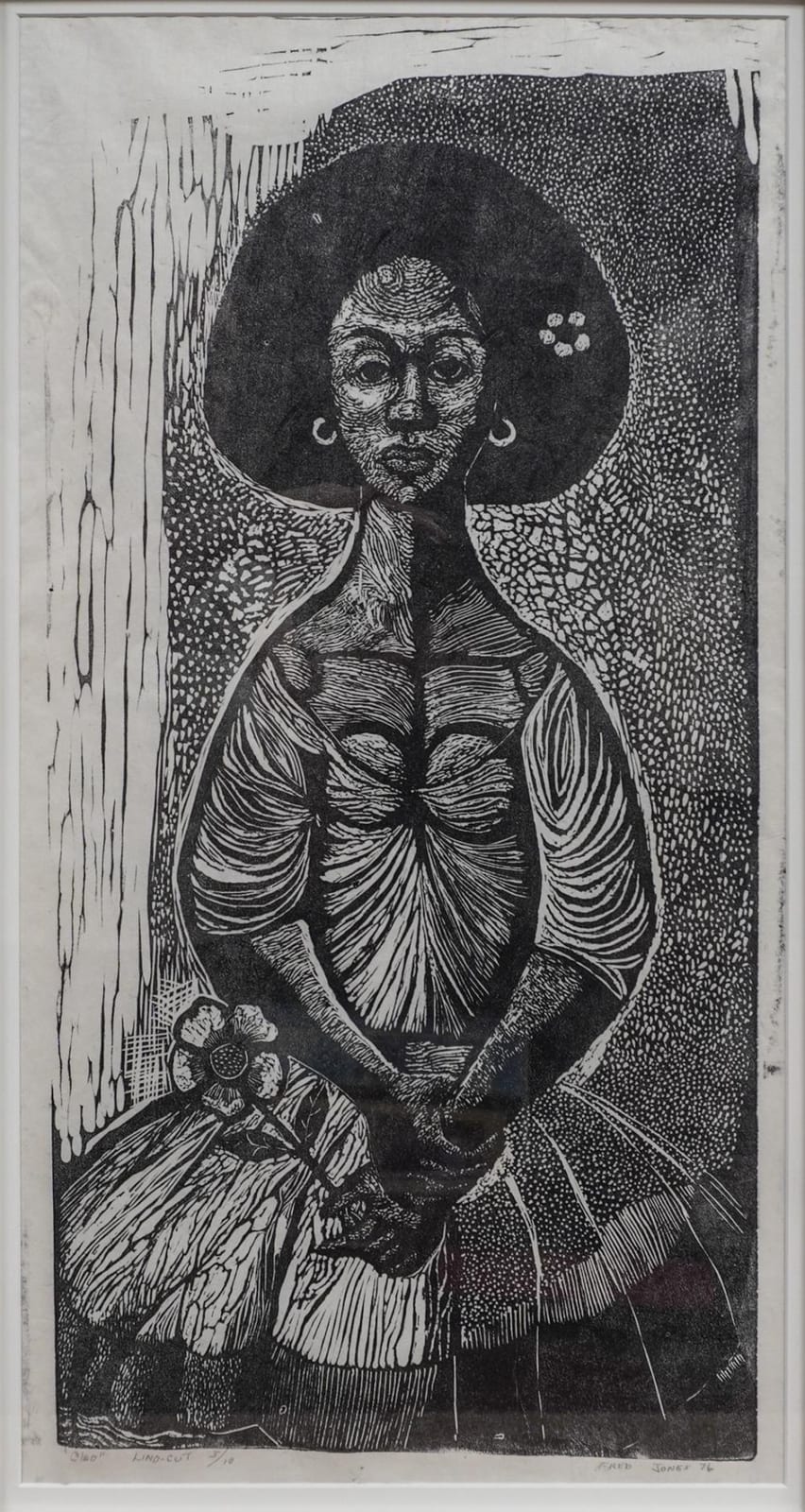 Frederick D. Jones comparable auction result: frederick d jones american 1913 1996 cleo linocut signed and dated 76 l r titled and numbered 5 10 l l frame 30 3 4 x 19 in 78 1 x 48 3 cm