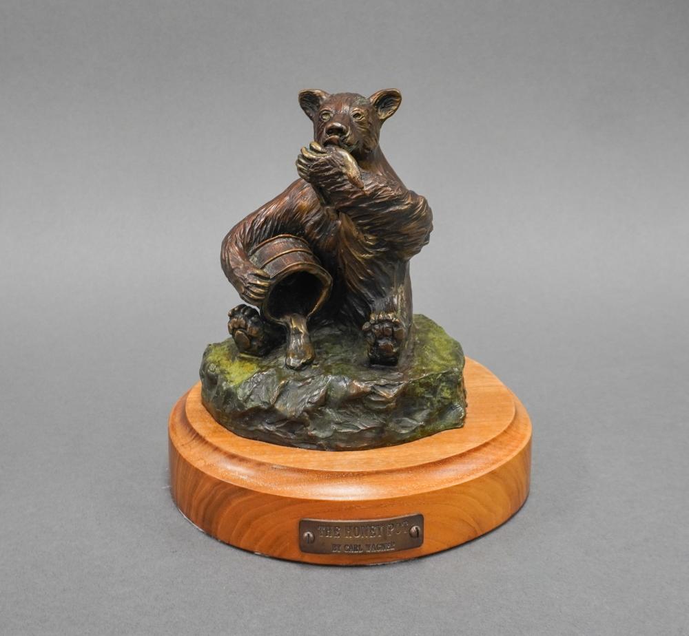 Carl Wagner comparable auction result: carl wagner american 20th century the honey pot cast bronze sculpture mounted to wood base height 9 in 22 9 cm