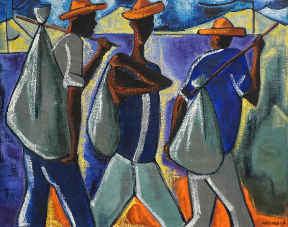 Luckner Lazard comparable auction result: luckner lazard haitian 1928 1998 three figures oil on canvas signed and dated 59 l r frame 26 3 4 x 32 3 4 in 67 9 x 83 2 cm