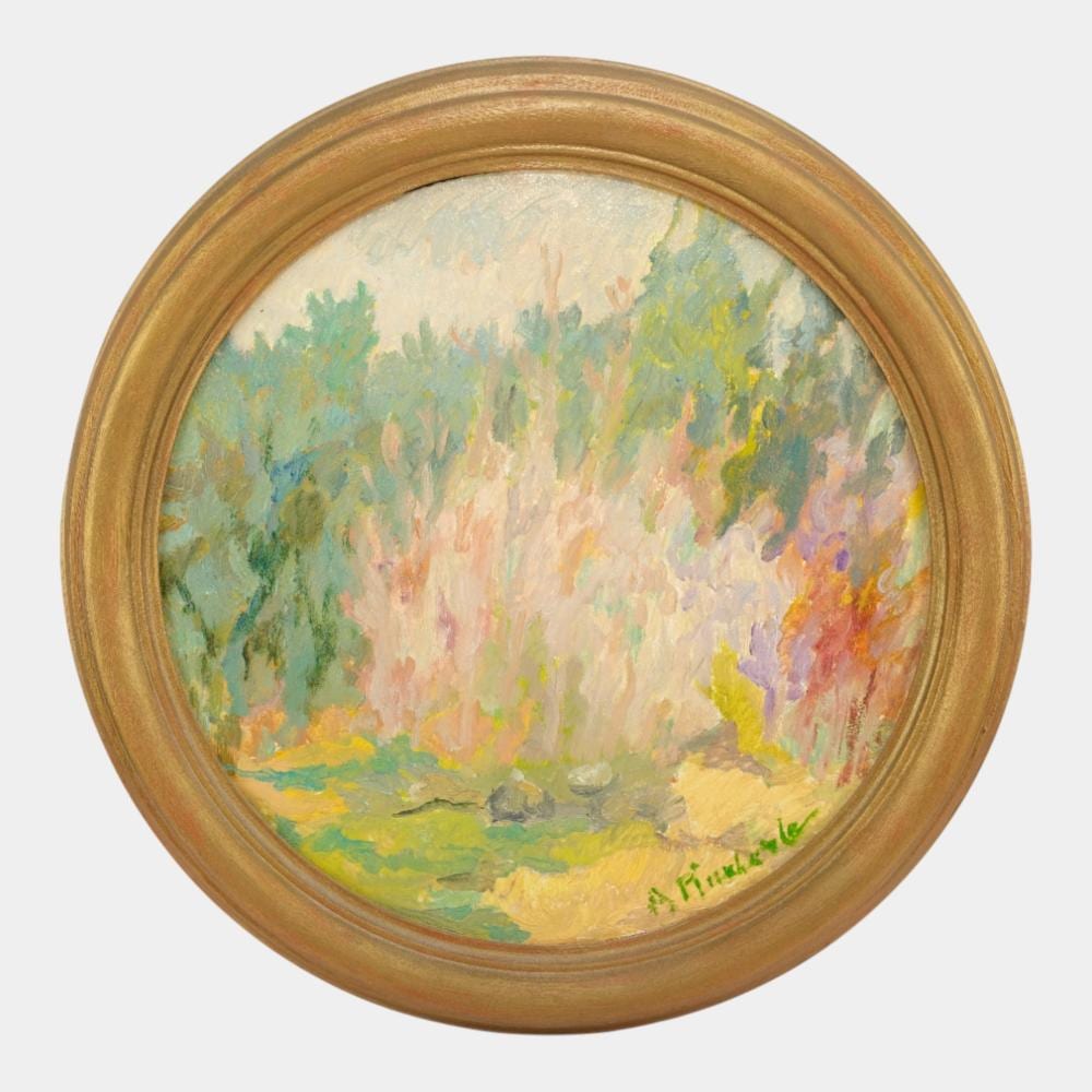 Adriana Pincherle comparable auction result: adriana pincherle italy 1905 1996 round oil on board abstract floral painting