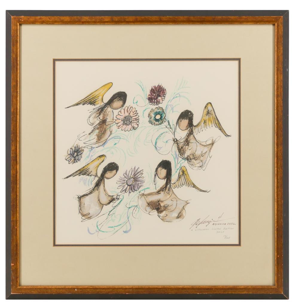 Ted De Grazia comparable auction result: ted de grazia four angels with flowers serigraph
