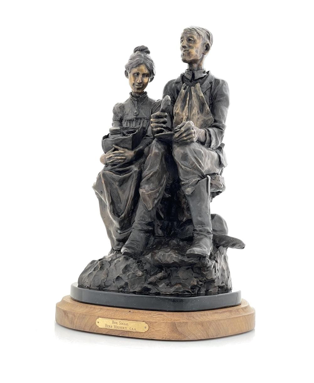 Herb Mignery comparable auction result: herb mignery box social bronze sculpture