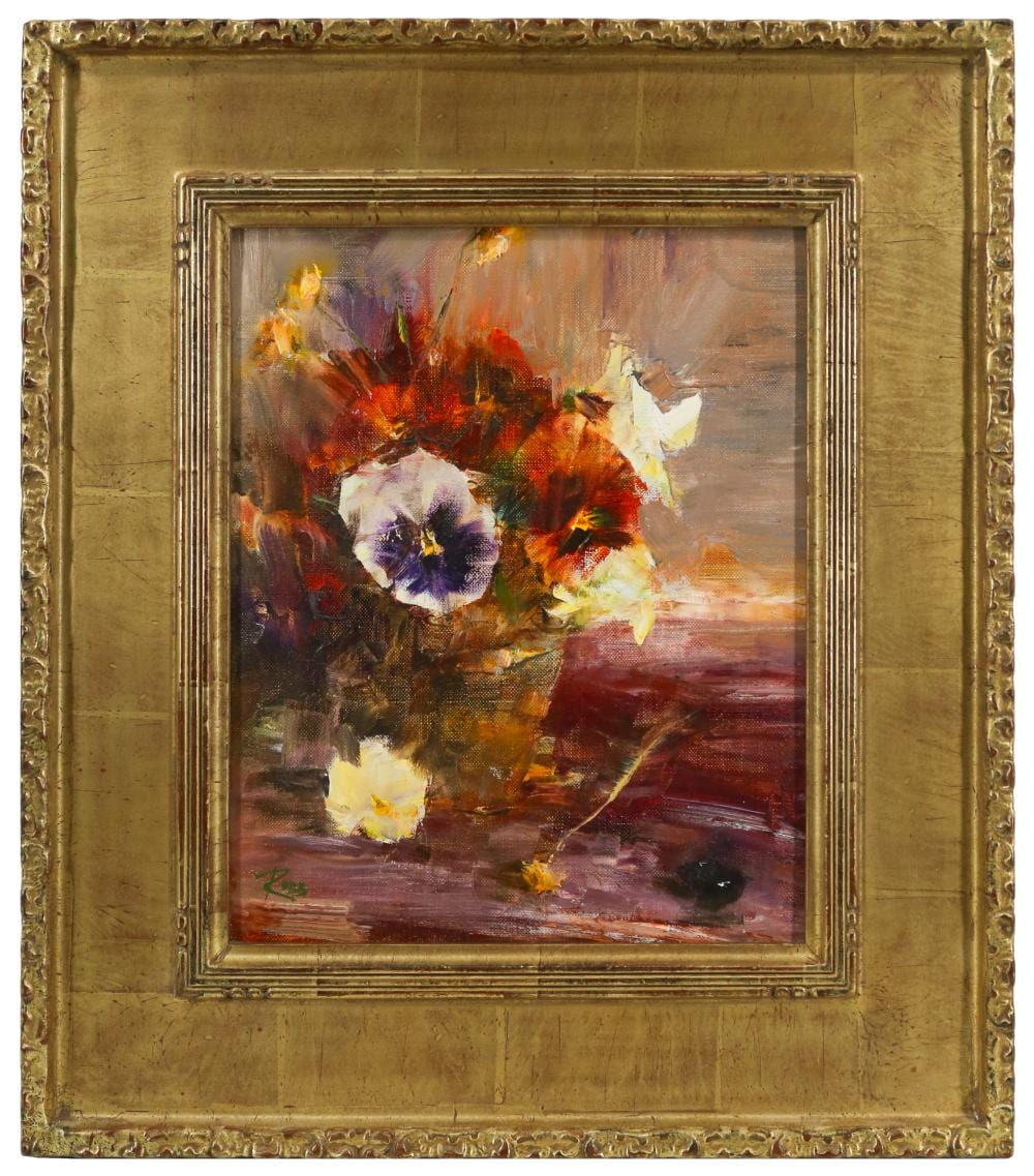Laura Robb comparable auction result: laura robb pansies oil on canvas