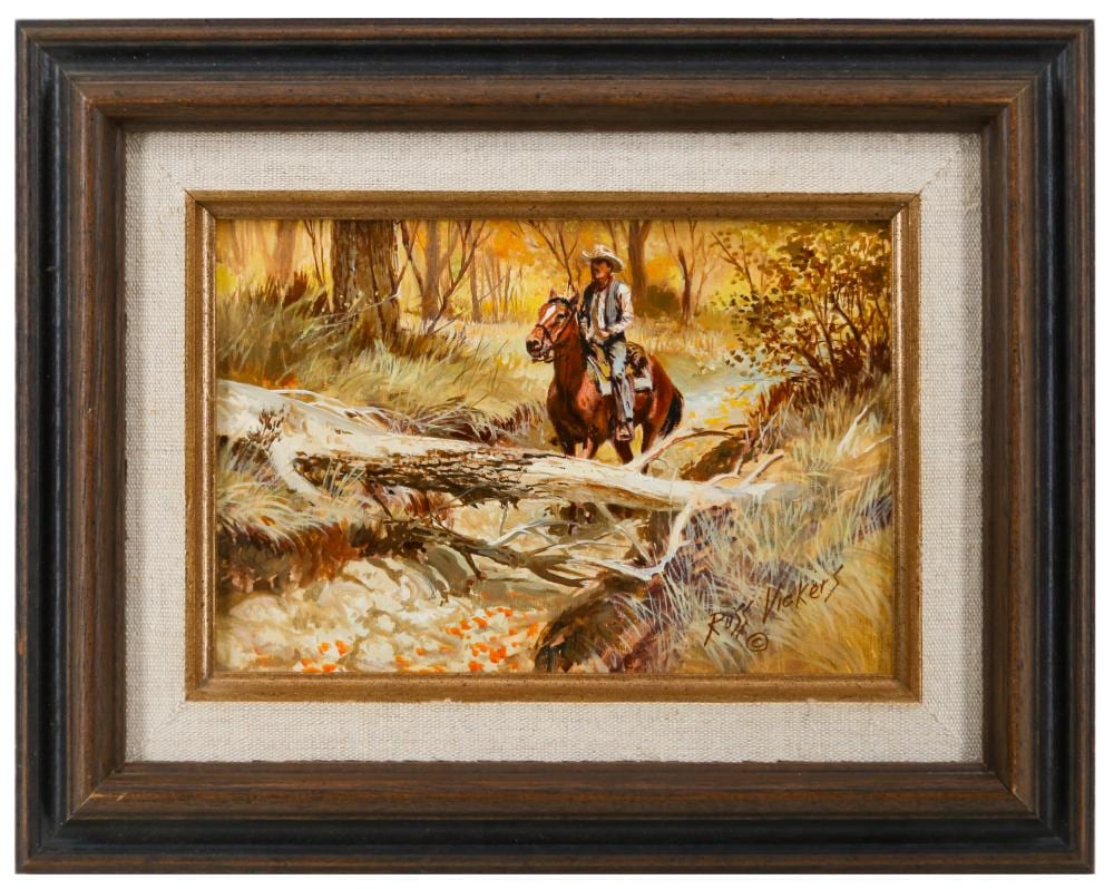 Russ Vickers comparable auction result: russ vickers search for strays oil on board
