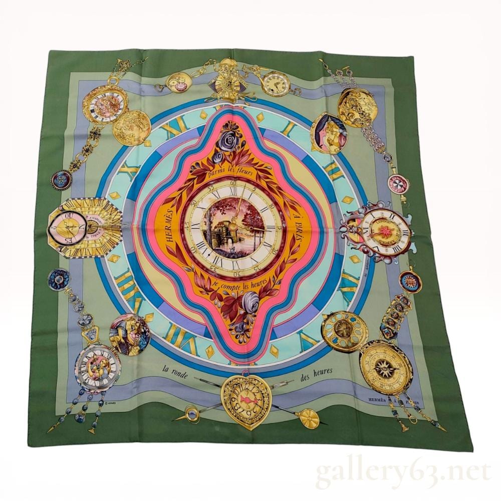 Loïc Dubigeon comparable auction result: herm s la ronde des heures silk scarf by lo c dubigeon