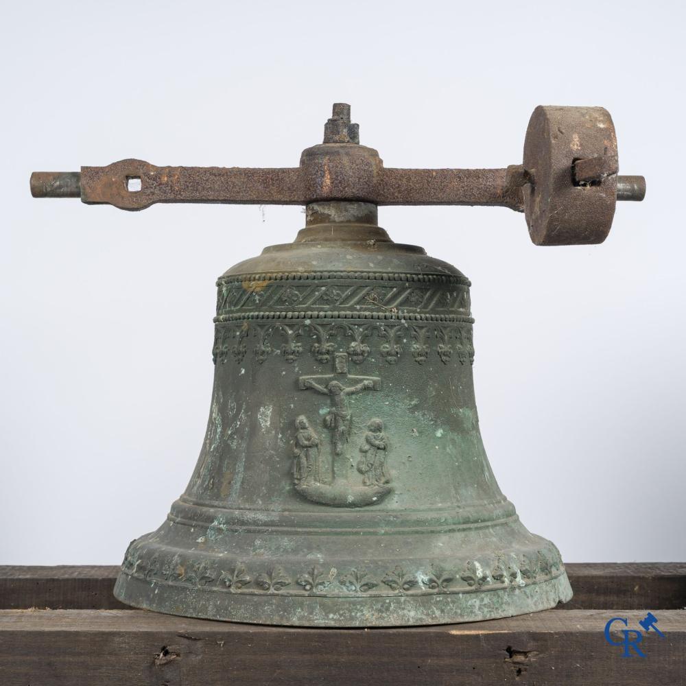 Religious objects. An antique church bell in bronze. Peter Hilzen Neustadt 1887. With original wrought iron yoke. sold by CR Art Auctions, lot 143 — auction record photograph