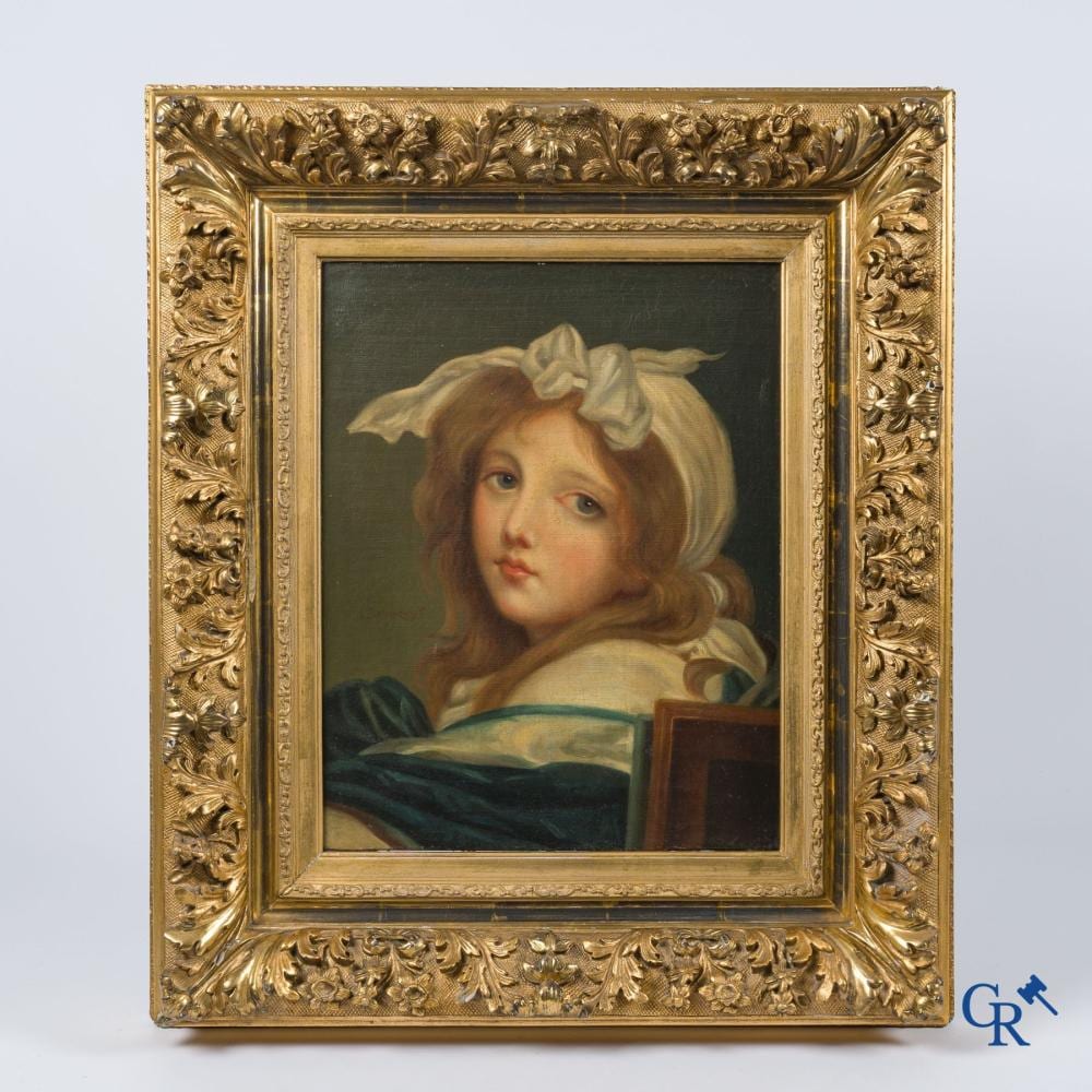 Jean-Baptiste Greuze comparable auction result: jean baptiste greuze 1725 1805 after painting romantic portrait beautiful gilded frame oil on canvas
