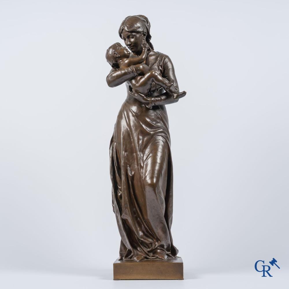 Jean Gautherin comparable auction result: jean gautherin 1840 1890 motherly love large bronze statue with brown patina foundry thiebaut fr res paris 19th