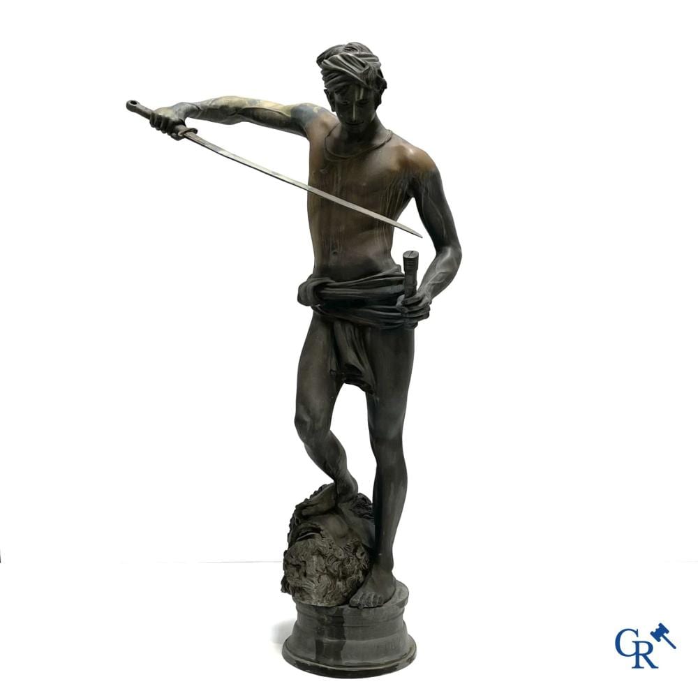 Antonin Mercié comparable auction result: antonin merci after life size bronze statue david and goliath signed a mercie 20th century
