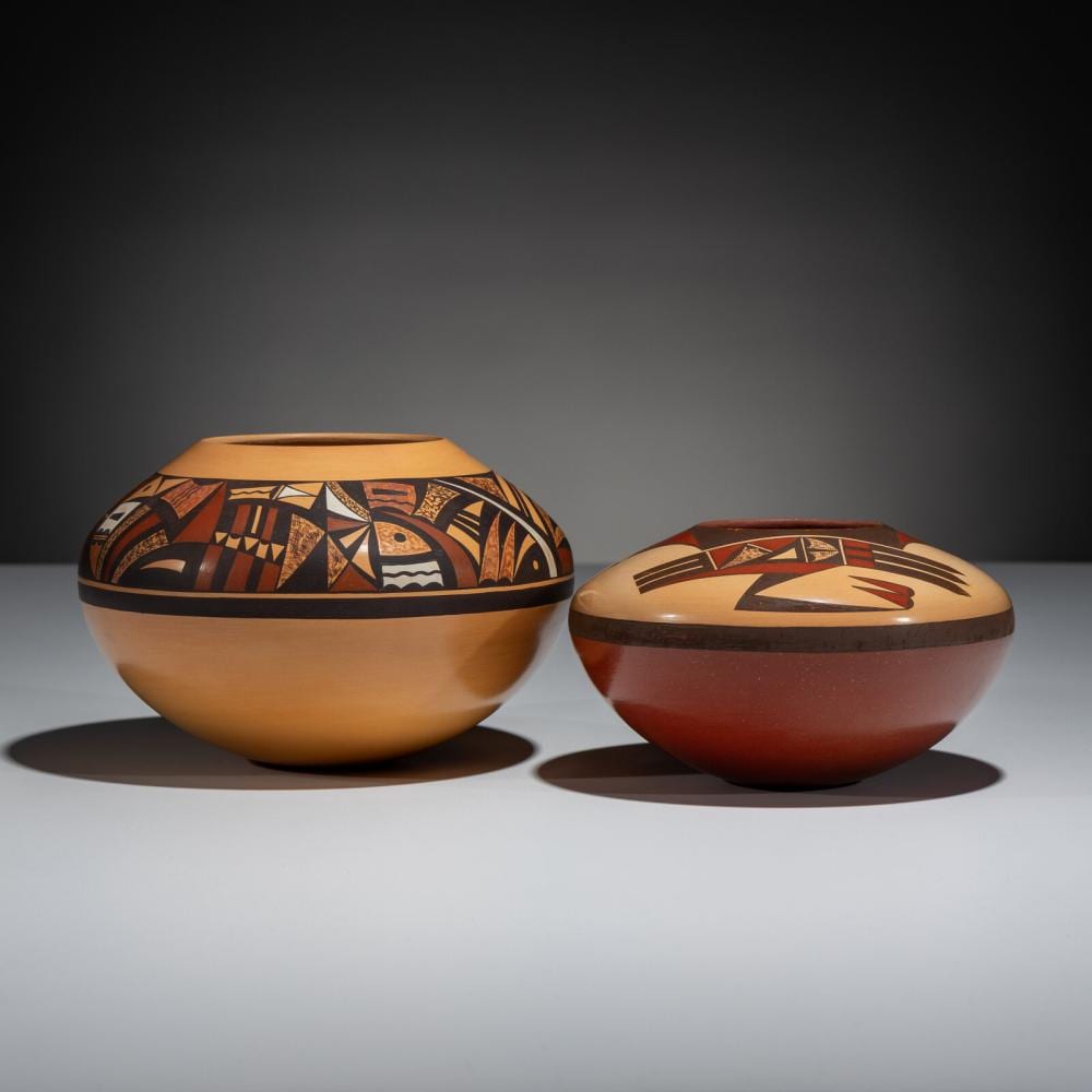 Steve Lucas comparable auction result: steve lucas hopi tewa b 1955 polychrome pottery jars