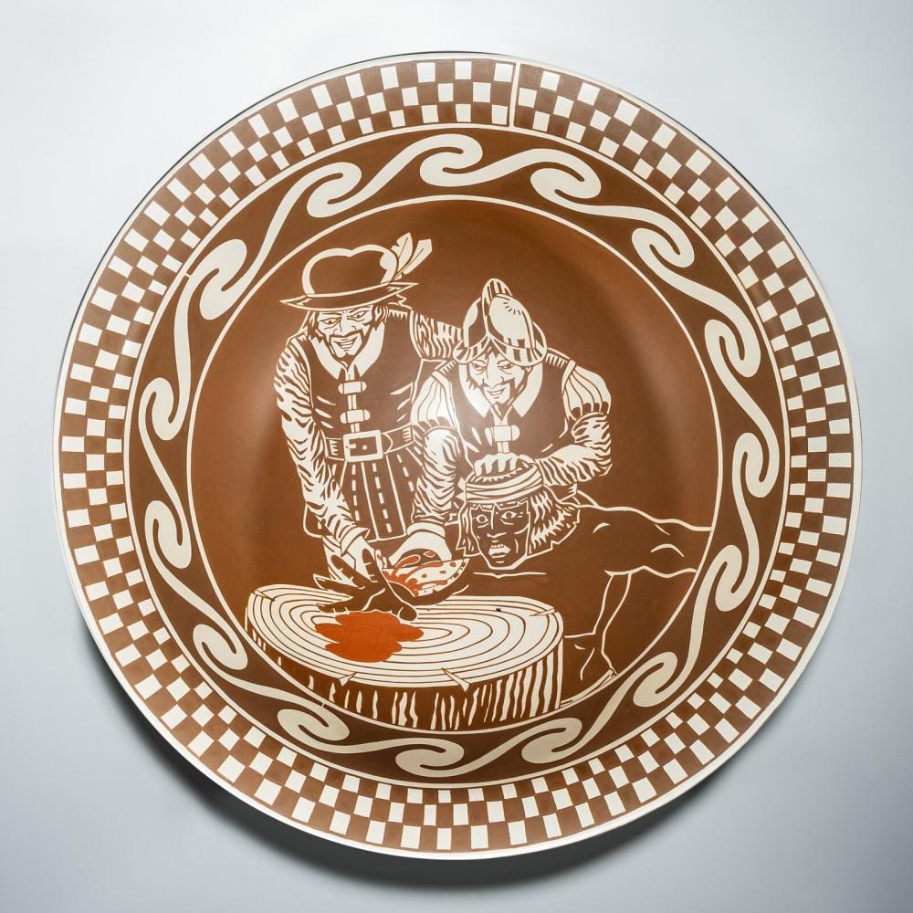 Diego Romero comparable auction result: diego romero cochiti b 1964 pottery bowl with pueblo revolt scene 2014