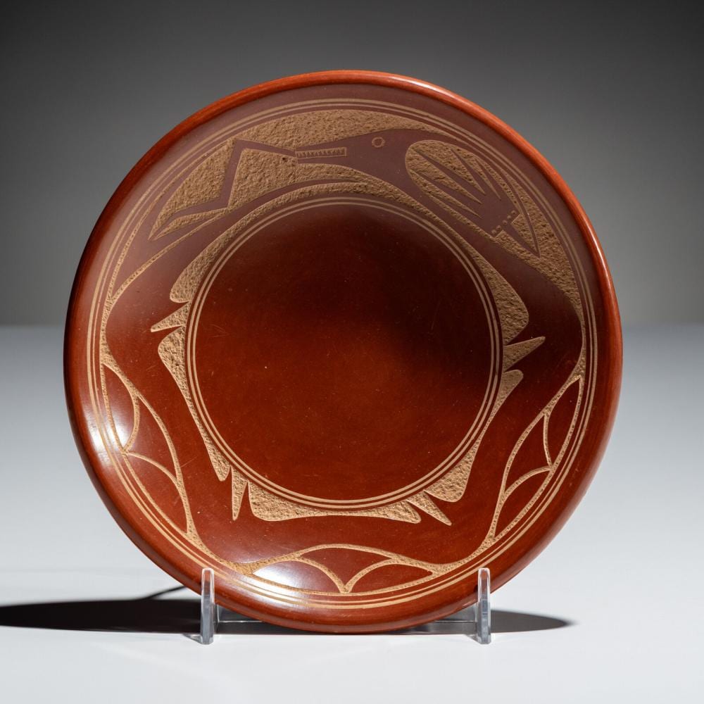 Tony Da comparable auction result: tony da san ildefonso 1940 2008 redware sgraffito pottery plate with avanyu