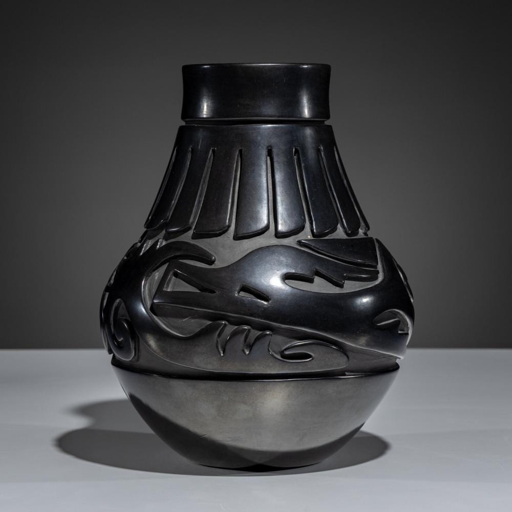 Teresita Naranjo comparable auction result: teresita naranjo santa clara 1919 1999 carved blackware pottery vase stylized avanyu