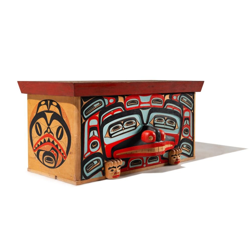 Glen Rabena comparable auction result: glen rabena adopted haida 20th century colorfully painted and carved bentwood box 1995
