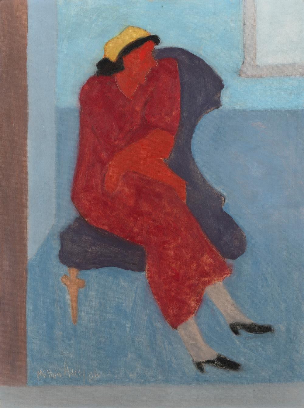 Milton Avery comparable auction result: milton avery 1885 1965 dreamer seated woman oil on canvas24 x 18 in