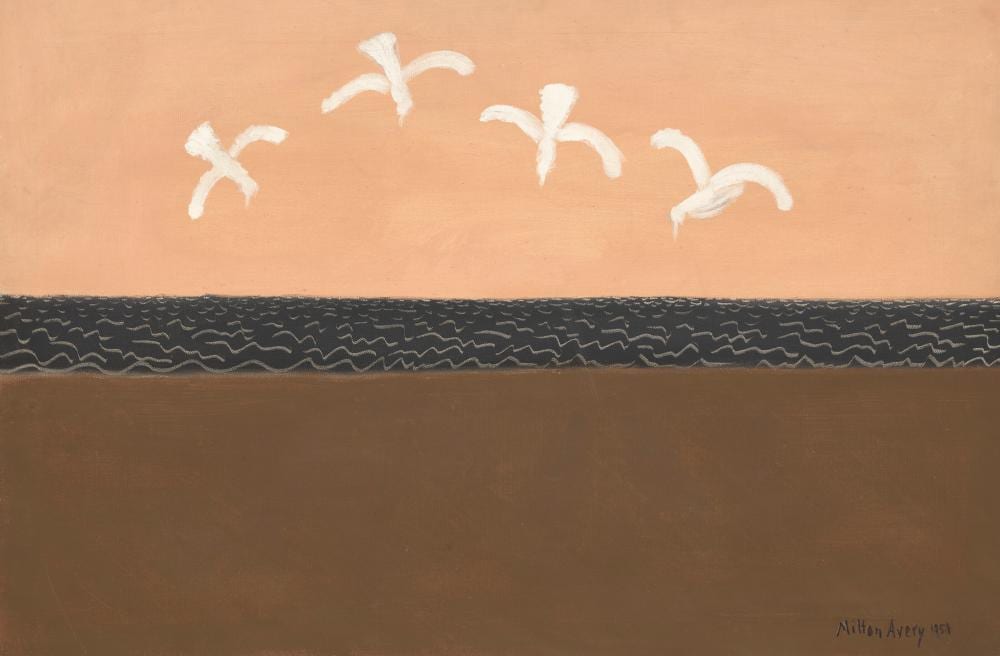 Milton Avery comparable auction result: milton avery 1885 1965 soaring gulls oil on canvas24 x 36 in 61 x 91