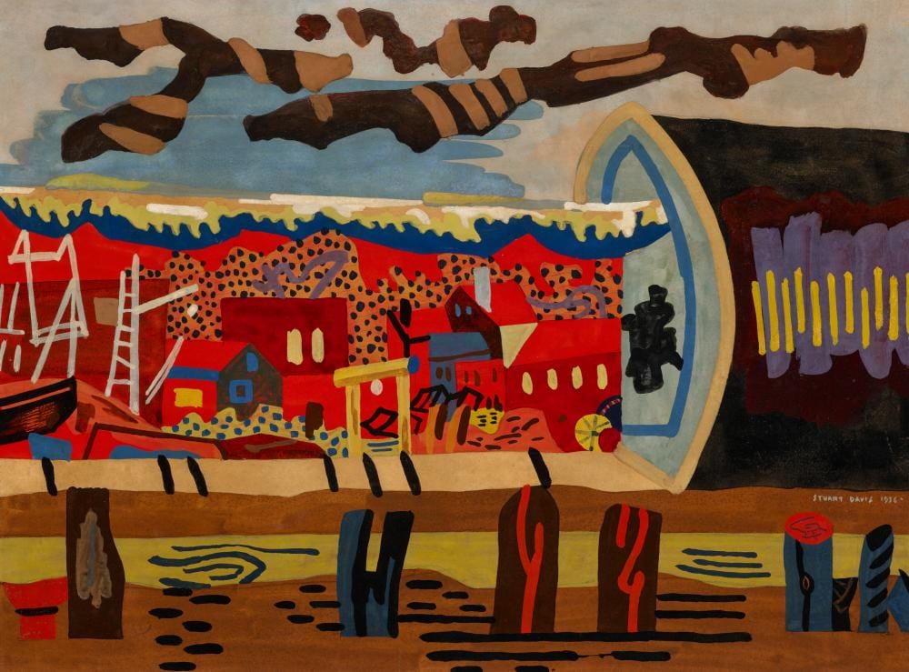 Stuart Davis comparable auction result: stuart davis 1892 1964 gloucester wharf gouache and pencil on paperboar