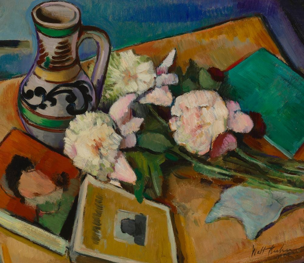 Walt Kuhn comparable auction result: walt kuhn 1877 1949 still life oil on paperboard18 x 21 in 47 x 5