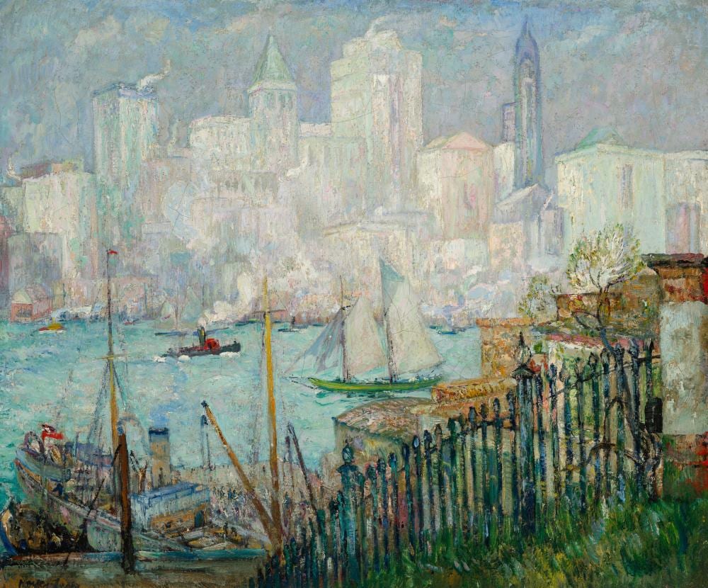 Hayley Lever comparable auction result: hayley lever 1876 1958 lower manhattan oil on canvas25 x 30 in 63 5 x