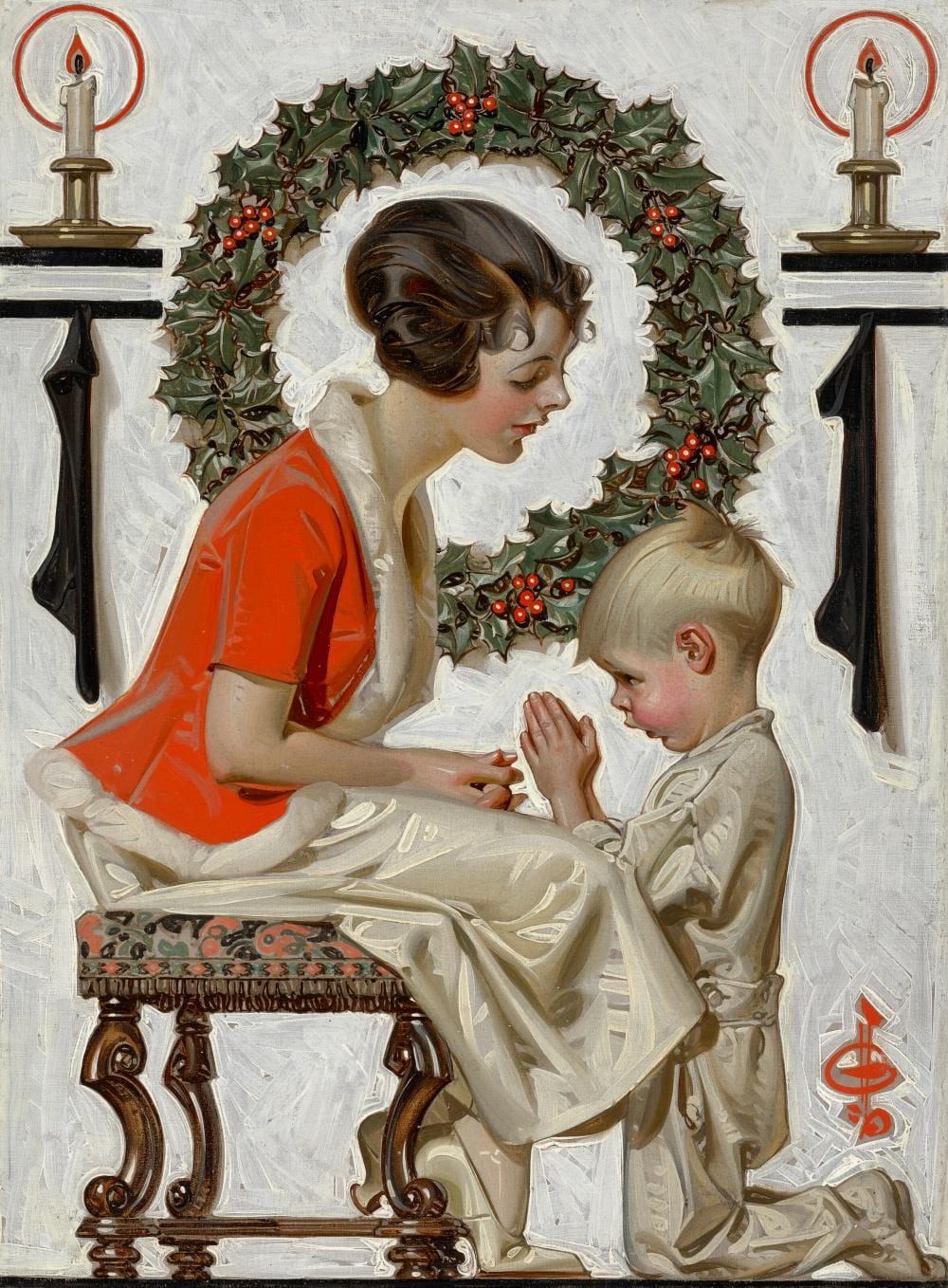 Joseph Christian Leyendecker comparable auction result: joseph christian leyendecker 1874 1951 christmas prayers oil on canvas2