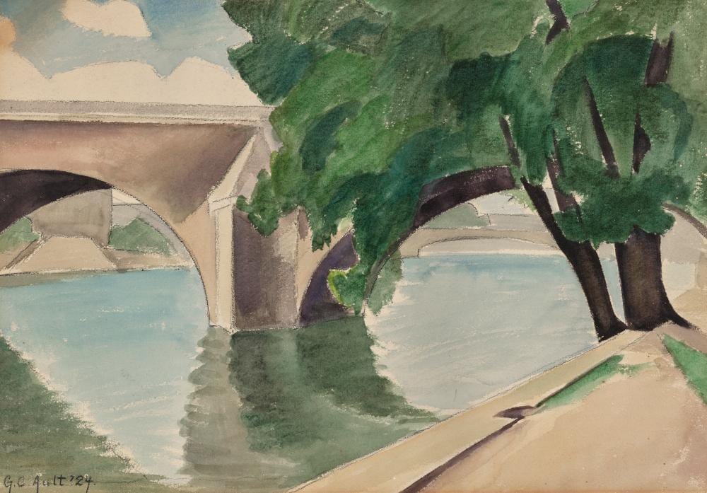George Copeland Ault comparable auction result: george copeland ault 1891 1948 le pont royal paris watercolor and char