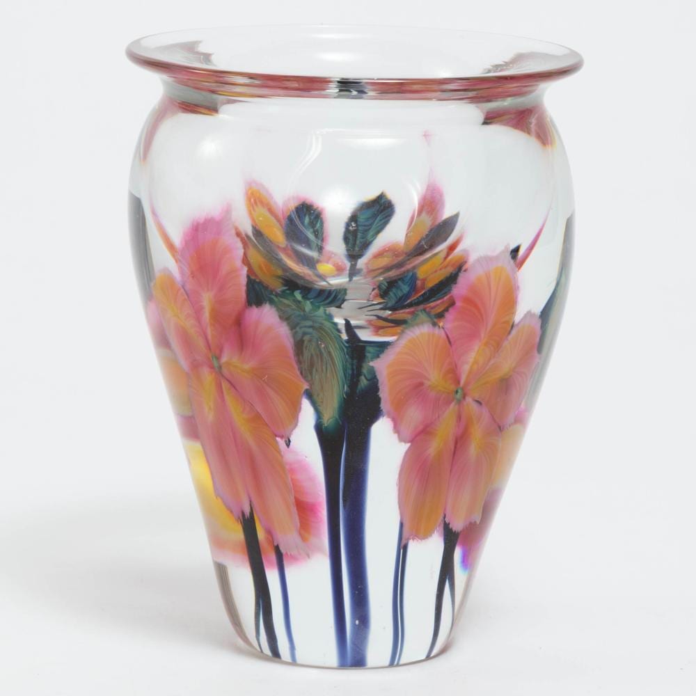 John Lotton comparable auction result: john lotton american b 1964 internally decorated glass paperweight vase 2000