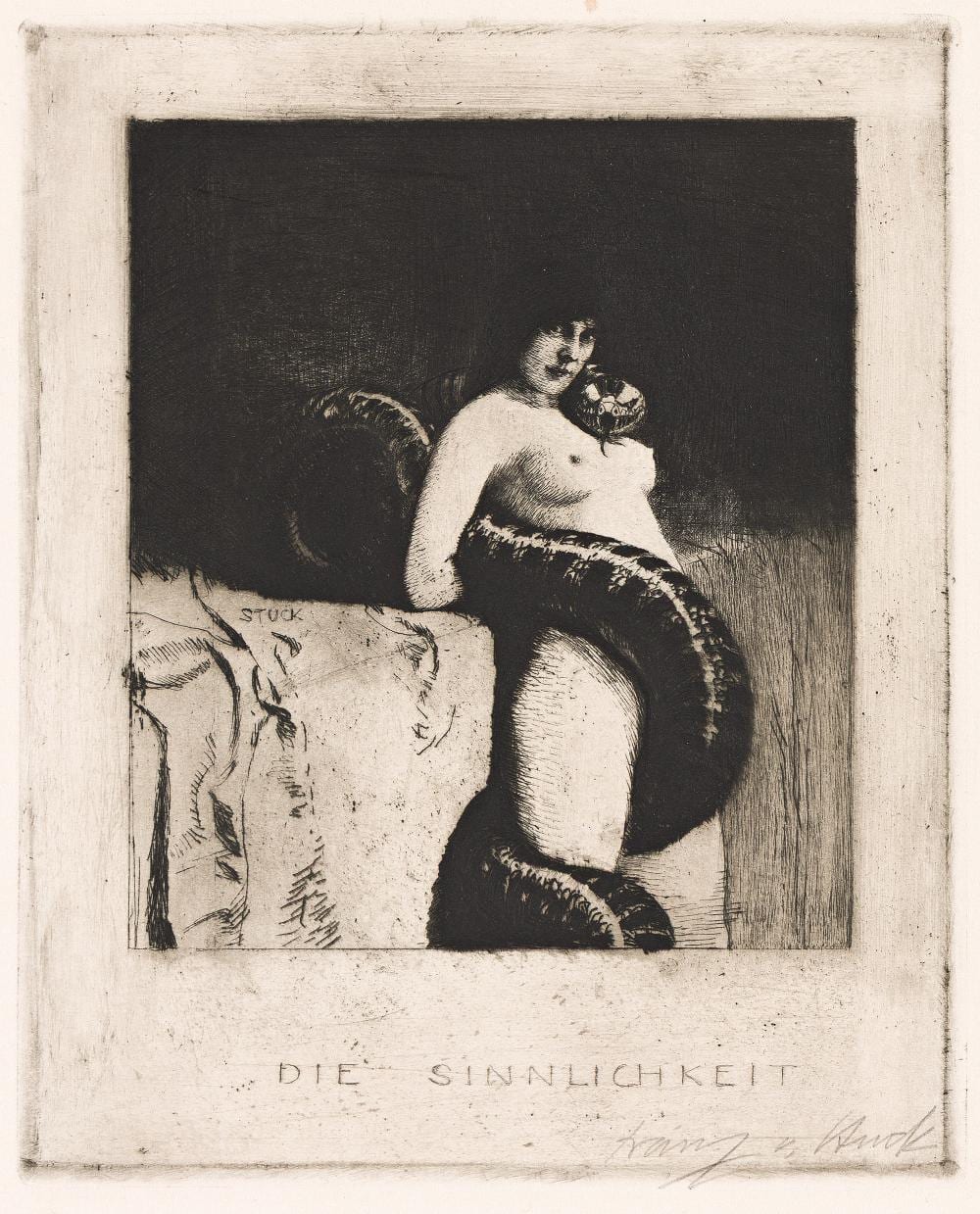 franz von stuck 1863 1928 die sinnlichkeit 1889 · Swann Auction Galleries · 2026-04-16 Franz von Stuck comparable auction result: franz von stuck 1863 1928 die sinnlichkeit 1889
