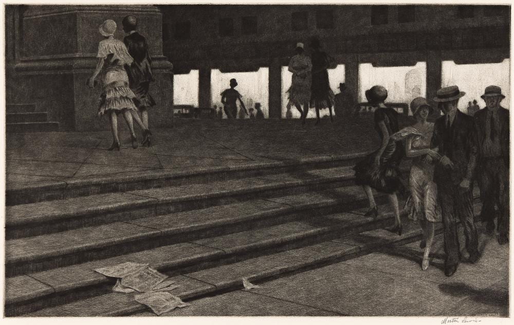 Martin Lewis comparable auction result: martin lewis 1881 1962 cathedral steps 1931