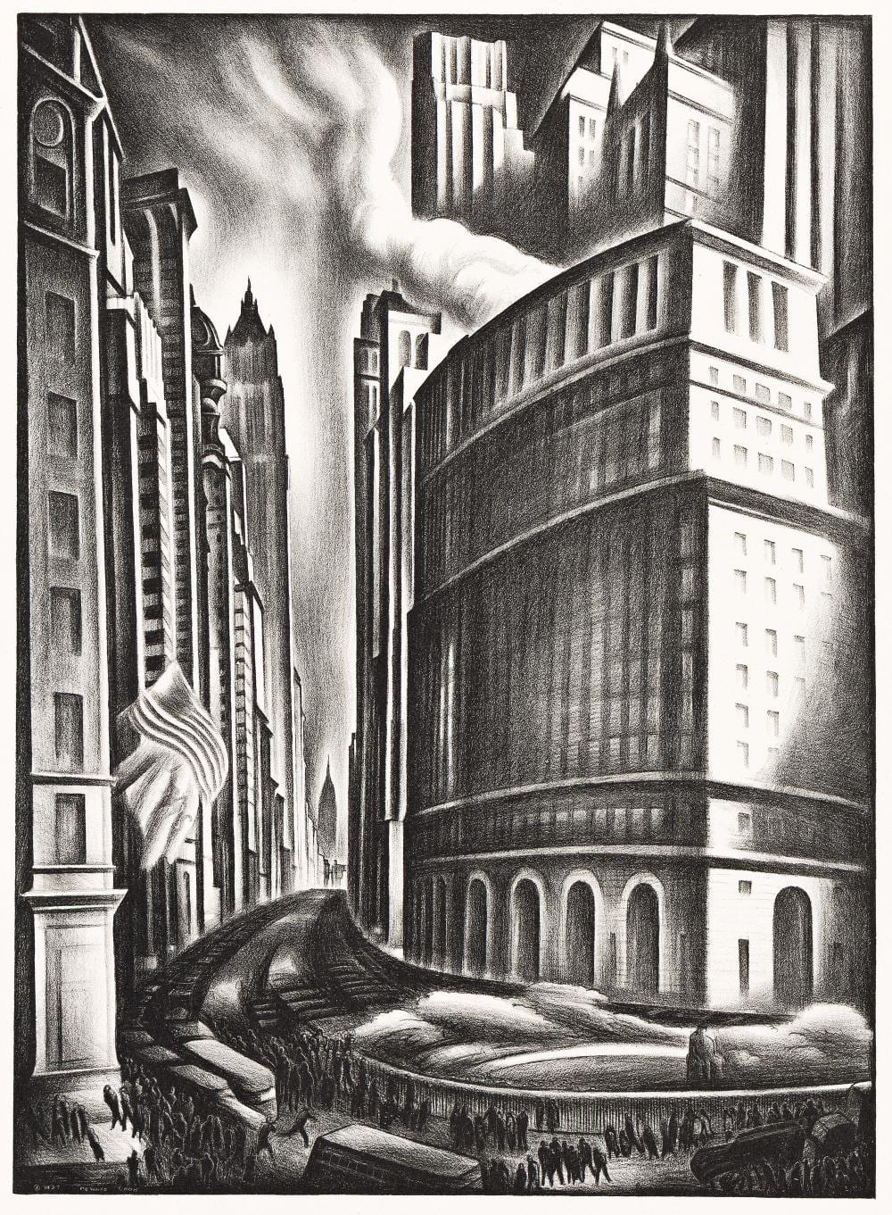 Howard Norton Cook comparable auction result: howard cook 1901 1980 looking up broadway 1937