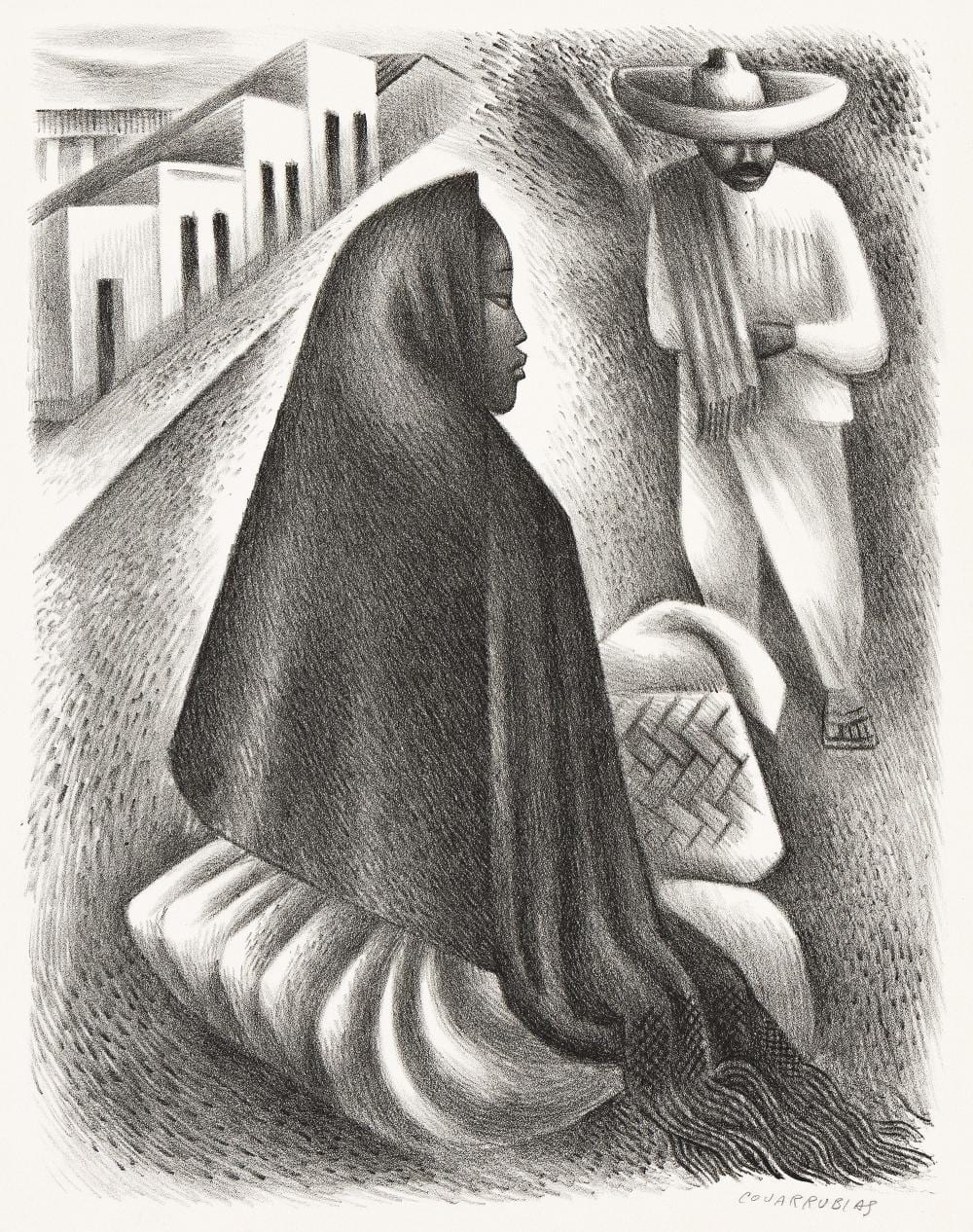 Miguel Covarrubias comparable auction result: miguel covarrubias 1904 1957 mexican street scene circa 1940