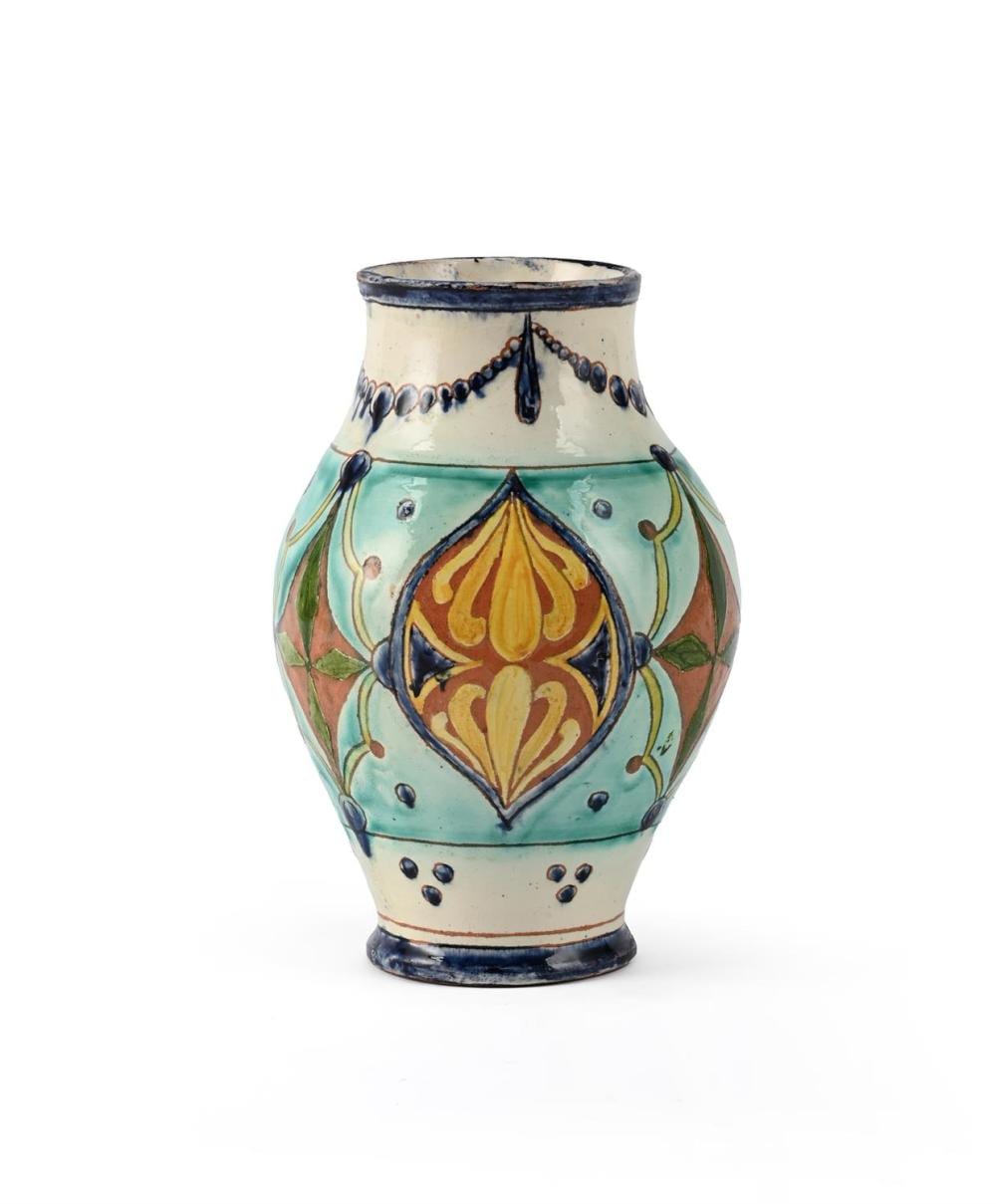 Francesco DeRocchi comparable auction result: frances lena peirce for della robbia pottery english vase circa 1895