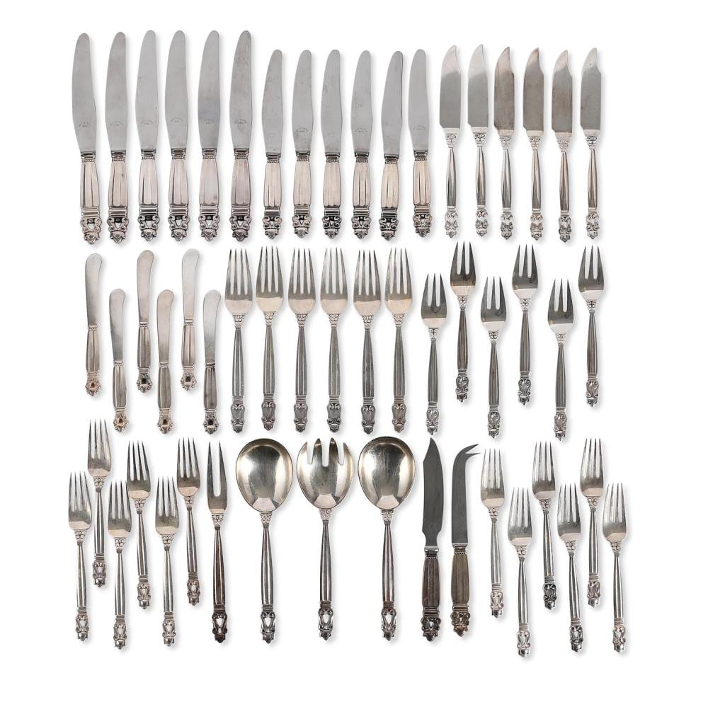 Johan Rohde comparable auction result: johan rohde danish 1856 1935 for georg jensen a set of konge acorn cutlery designed 1916