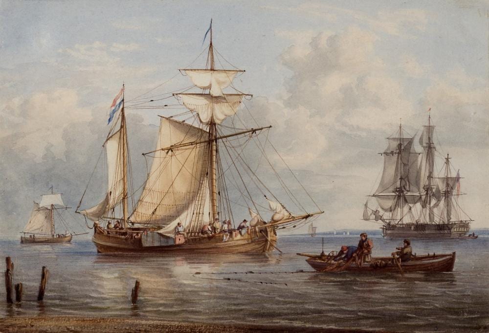 William (1803) Joy comparable auction result: william joy british 1803 1867 an english frigate becalmed with dutch shipping at anchor in an estuary