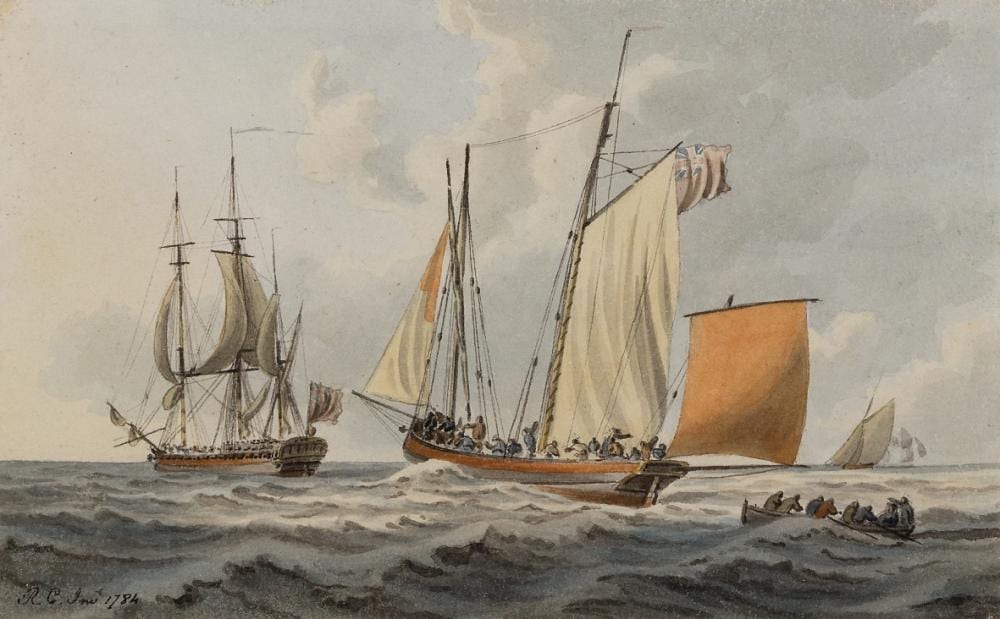 robert cleveley british 1747 1809 a two masted lugger transporting crew to a waiting r n frigate · Charles Miller Ltd · 2026-04-21 Robert Cleveley comparable auction result: robert cleveley british 1747 1809 a two masted lugger transporting crew to a waiting r n frigate