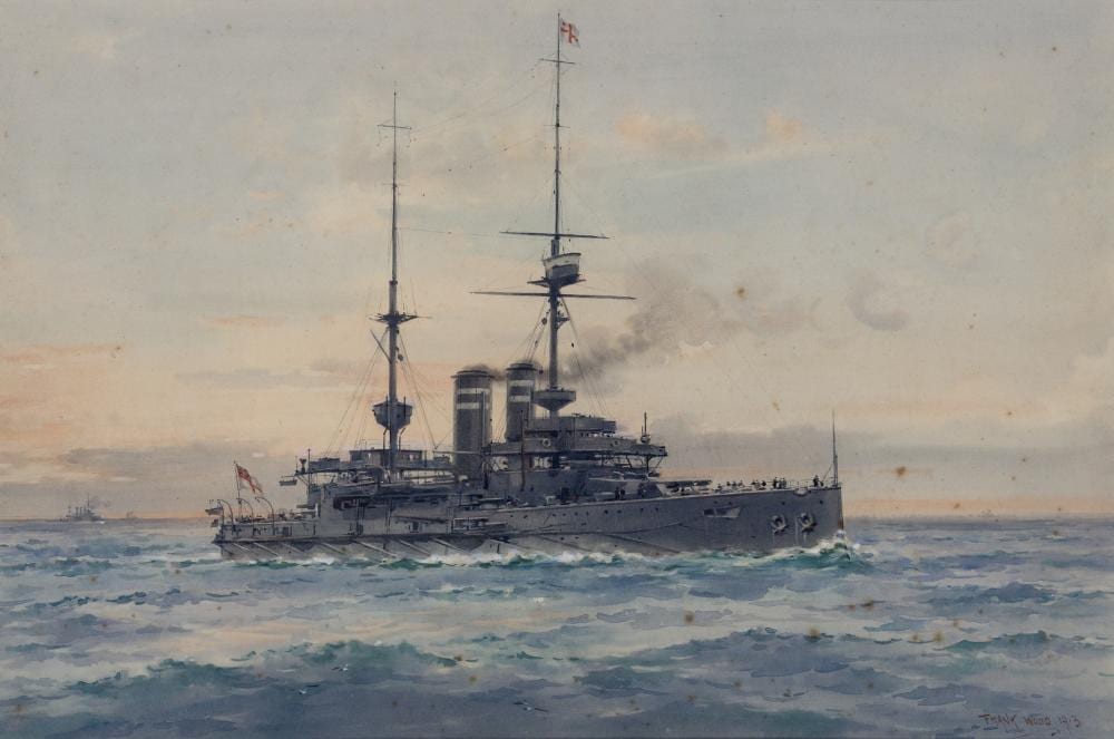 Frank Watson Wood comparable auction result: frank watson wood british 1862 1953 h m battleship queen flagship to vice admiral hamilton 1911 13