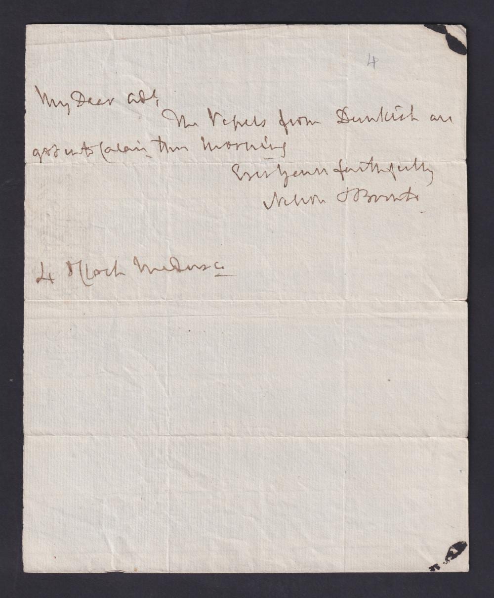 Horatio Nelson comparable auction result: horatio nelson signed handwritten note